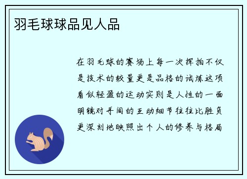 羽毛球球品见人品